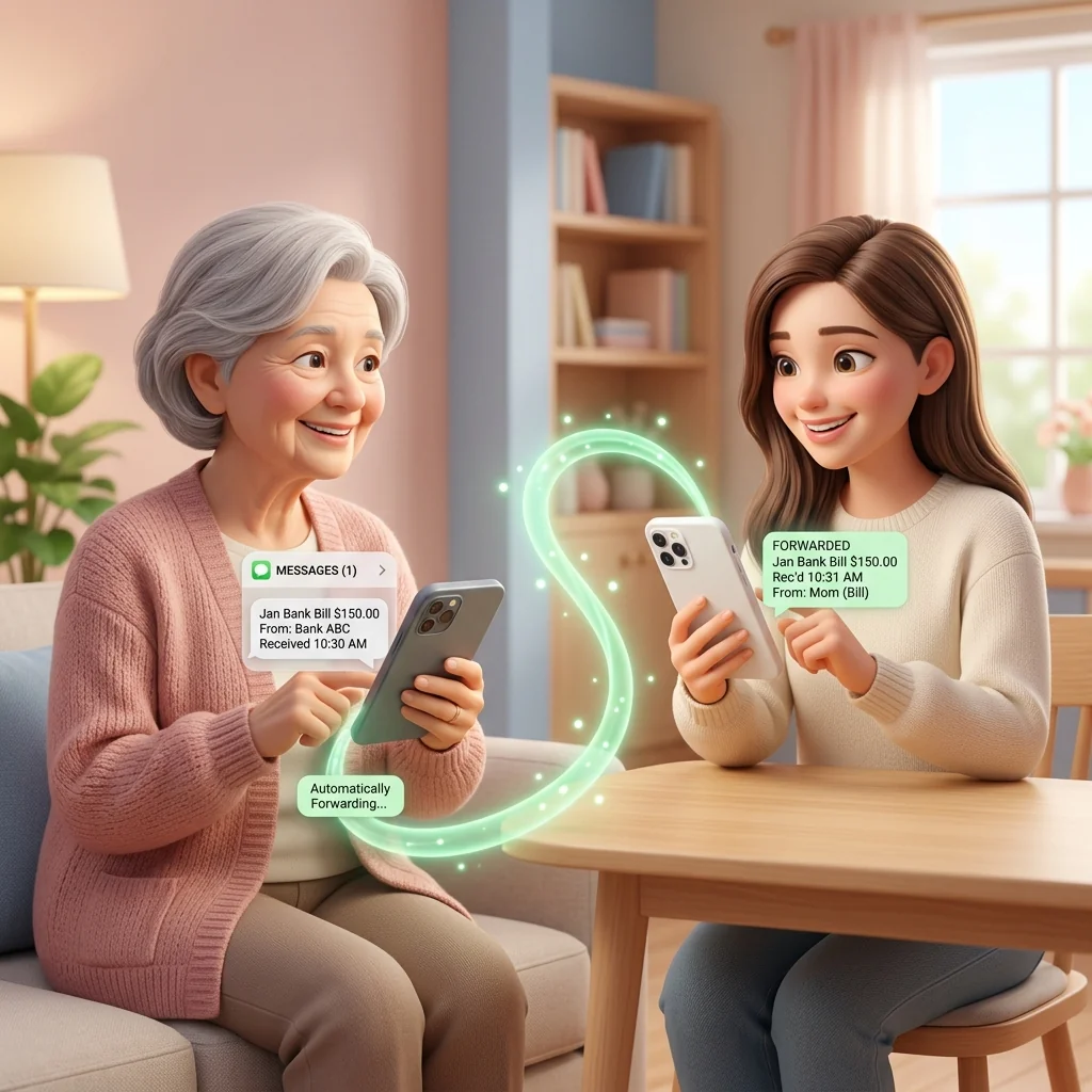 Automated real-time financial SMS forwarding between parents' and daughter's phone